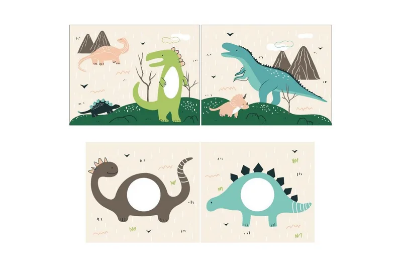 Halvhøy seng med sklie og matchende tekstilsett (lekgardin) Scott Dino - Dino - Møbler - Barnemøbler - Barneseng & Juniorseng - Loftseng barn