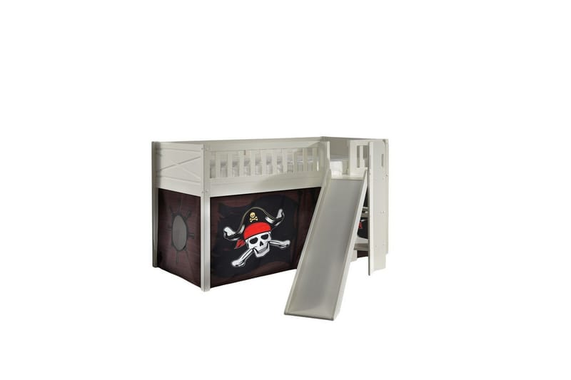 Halvhøy seng med sklie og matchende tekstilsett (lekgardin) Scott Karibiske Pirater - Karibiske Pirater - Møbler - Barnemøbler - Barneseng & Juniorseng - Loftseng barn