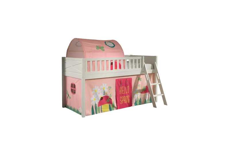 Halvhøy seng med stige og matchende tekstilsett (lekgardin og tunnel) Scott Vår - Vår - Møbler - Barnemøbler - Barneseng & Juniorseng - Loftseng barn