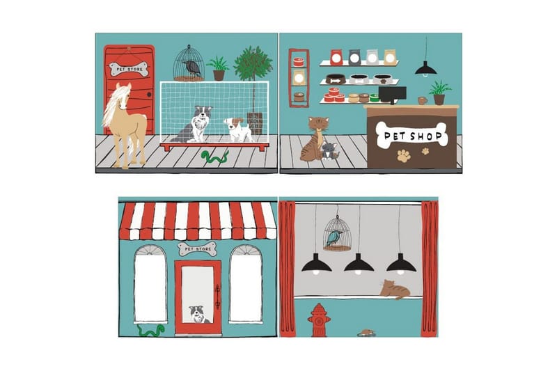 Halvhøy seng med stige og matchende tekstilsett (lekgardin) Scott Dyrebutikk - Dyrebutikk - Møbler - Barnemøbler - Barneseng & Juniorseng - Loftseng barn