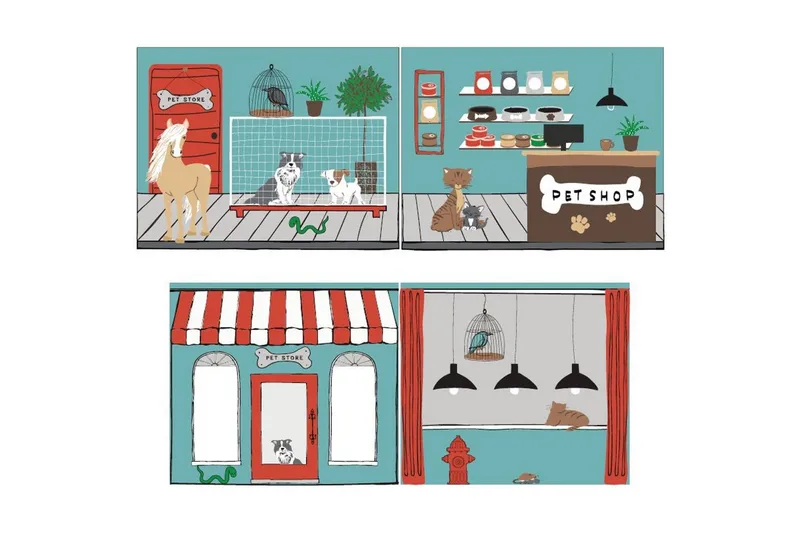 Halvhøy seng med stige og matchende tekstilsett (lekgardin) Scott Dyrebutikk - Dyrebutikk - Møbler - Barnemøbler - Barneseng & Juniorseng - Loftseng barn