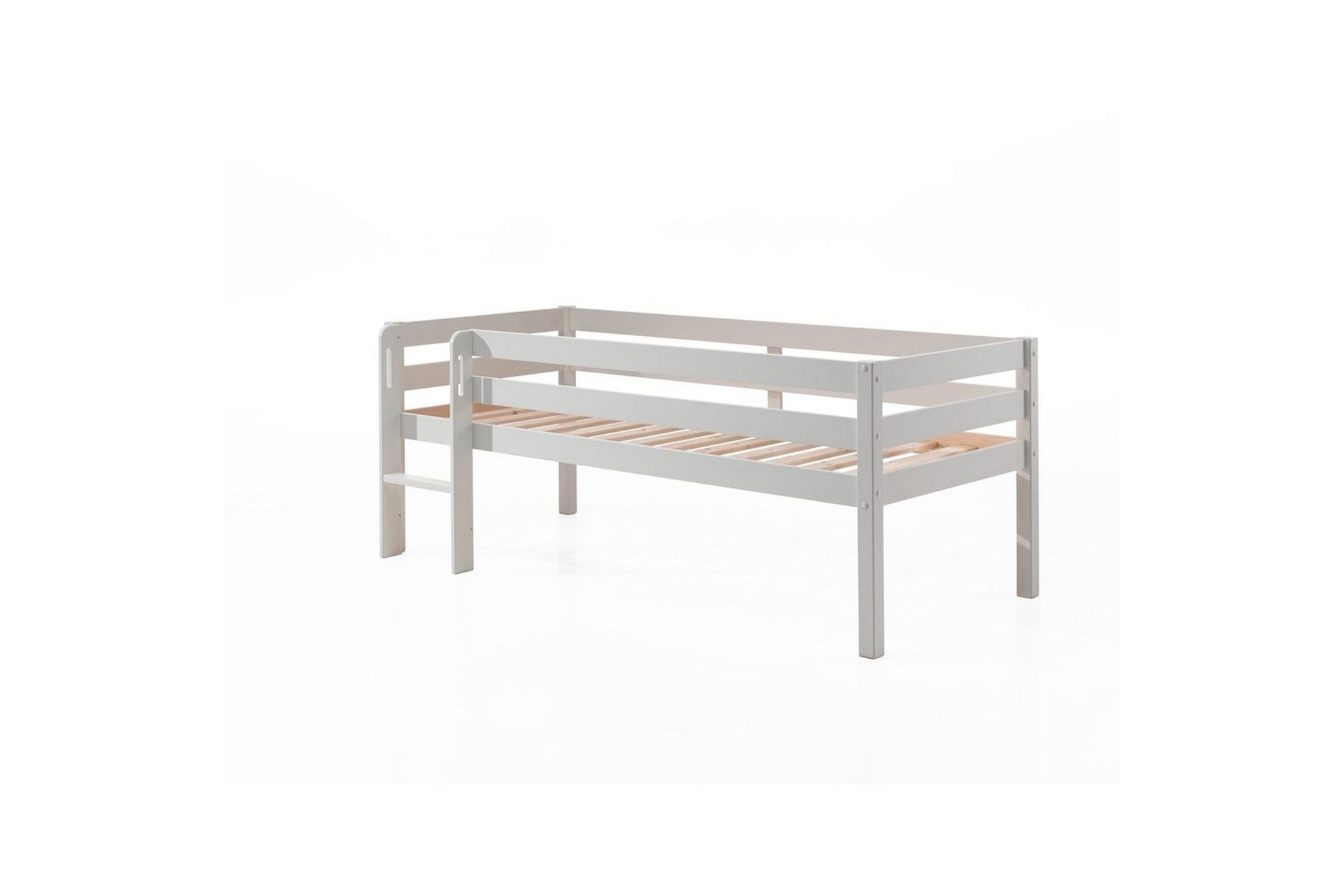 Halvhøy seng med stige Pino Hvit, 85 cm - Hvit, 85 cm