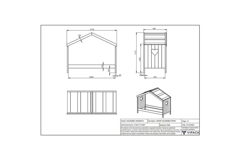Husseng Amori 90 x 200 cm Hvit - Møbler - Barnemøbler - Barneseng & Juniorseng - Husseng