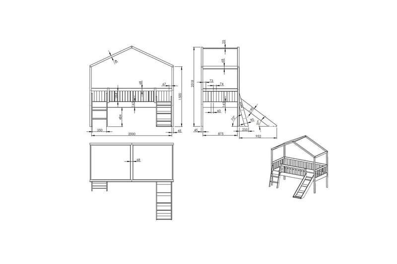 Husseng med gjerdeskuff Dallas 90x200 cm Antrasitt - Antrasitt - Møbler - Barnemøbler - Barneseng & Juniorseng