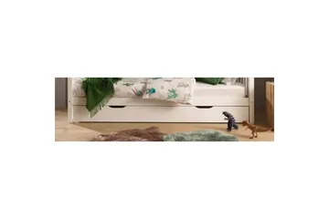 Husseng med tekstilsett Dallas 90x200 cm Hvit, Uten gjerde, Med skuff - Hvit, Uten gjerde, Med skuff - Møbler - Barnemøbler - Barneseng & Juniorseng - Husseng