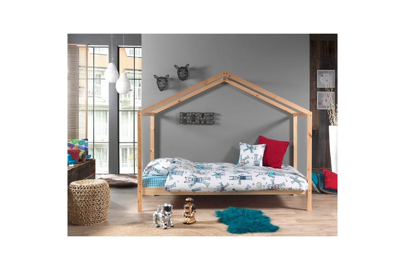 Husseng med tekstilsett Dallas 90x200 cm Naturlig, Uten gjerde, Uten skuff - Naturlig, Uten gjerde, Uten skuff - Møbler - Barnemøbler - Barneseng & Juniorseng - Husseng