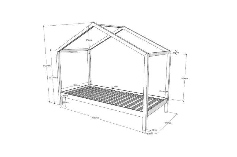 Husseng med tekstilsett Dallas 90x200 cm Naturlig, Uten gjerde, Uten skuff - Naturlig, Uten gjerde, Uten skuff - Møbler - Barnemøbler - Barneseng & Juniorseng - Husseng