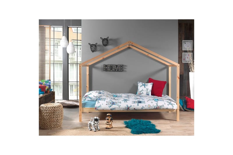 Husseng med tekstilsett Dallas 90x200 cm Naturlig, Uten gjerde, Uten skuff - Naturlig, Uten gjerde, Uten skuff - Møbler - Barnemøbler - Barneseng & Juniorseng - Husseng