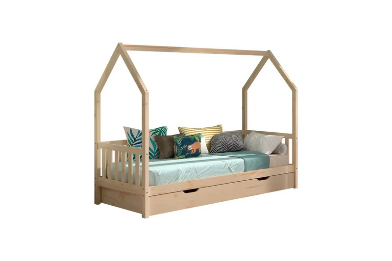 Husseng med underseng Cabane 90x200 cm Naturlig - Naturlig - Møbler - Barnemøbler - Barneseng & Juniorseng