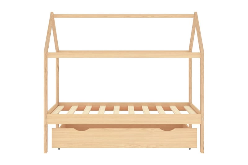 Ramme for barneseng hus med skuff heltre furu 80x160 cm - Brun - Møbler - Barnemøbler - Barneseng & Juniorseng - Husseng