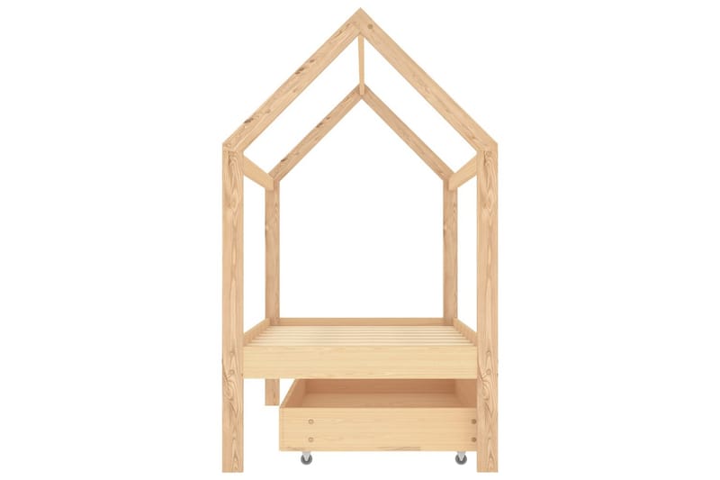 Ramme for barneseng hus med skuff heltre furu 80x160 cm - Brun - Møbler - Barnemøbler - Barneseng & Juniorseng - Husseng