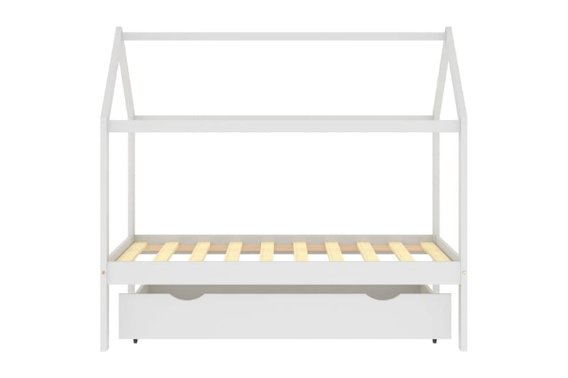 Ramme for barneseng hus med skuff heltre furu hvit 80x160 cm - Hvit - Møbler - Barnemøbler - Barneseng & Juniorseng - Husseng