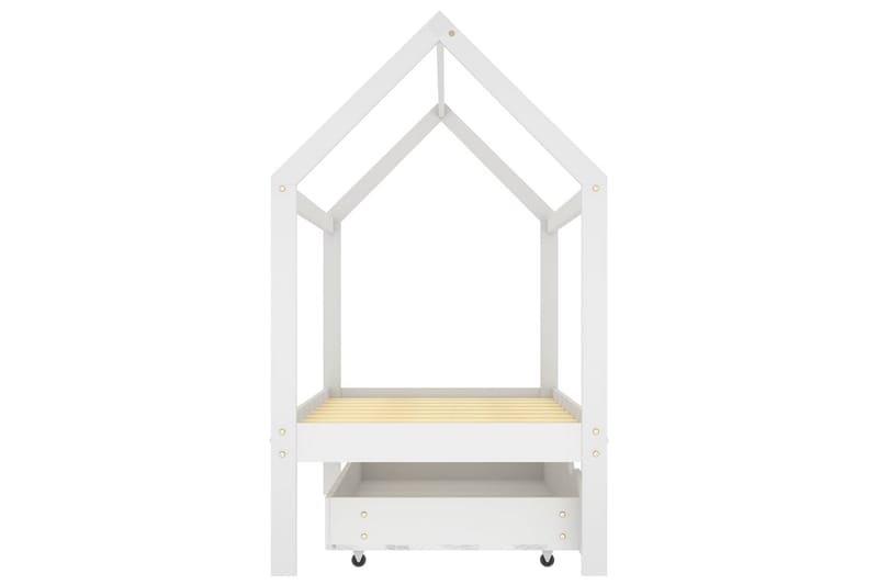 Ramme for barneseng hus med skuff heltre furu hvit 80x160 cm - Hvit - Møbler - Barnemøbler - Barneseng & Juniorseng - Husseng