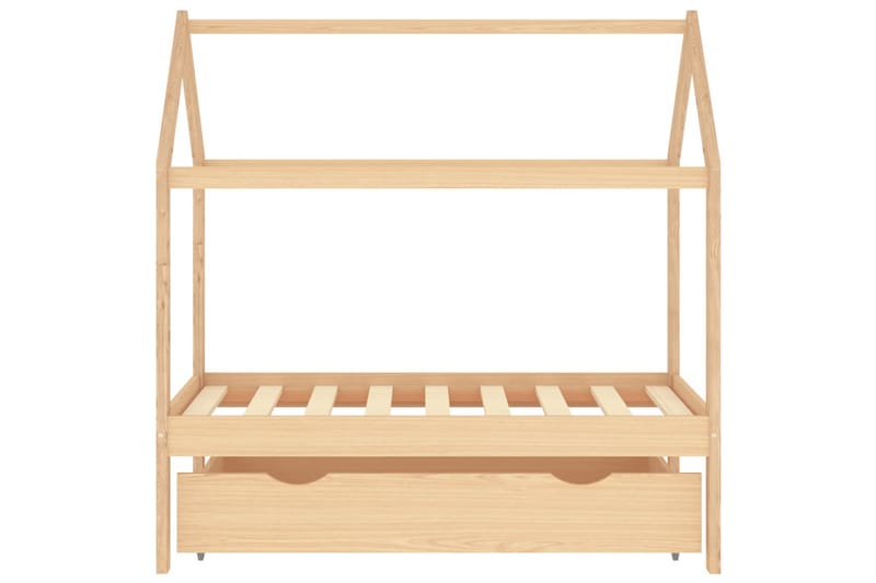 Ramme for barneseng med skuff heltre furu 70x140 cm - Brun - Møbler - Barnemøbler - Barneseng & Juniorseng - Husseng