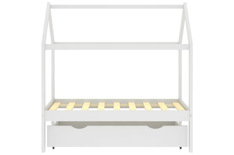 Ramme for barneseng med skuff hvit heltre furu 70x140 cm - Hvit - Møbler - Barnemøbler - Barneseng & Juniorseng - Husseng