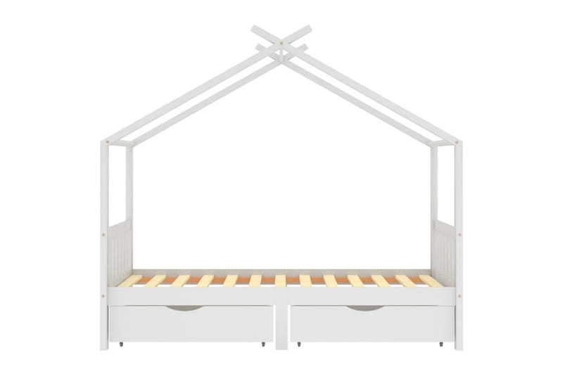 Ramme for barneseng med skuffer hvit heltre furu 90x200 cm - Hvit - Møbler - Barnemøbler - Barneseng & Juniorseng - Husseng