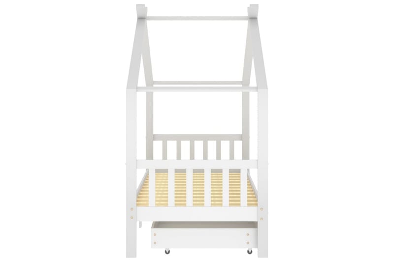 Ramme for barneseng med skuffer hvit heltre furu 90x200 cm - Hvit - Møbler - Barnemøbler - Barneseng & Juniorseng - Husseng