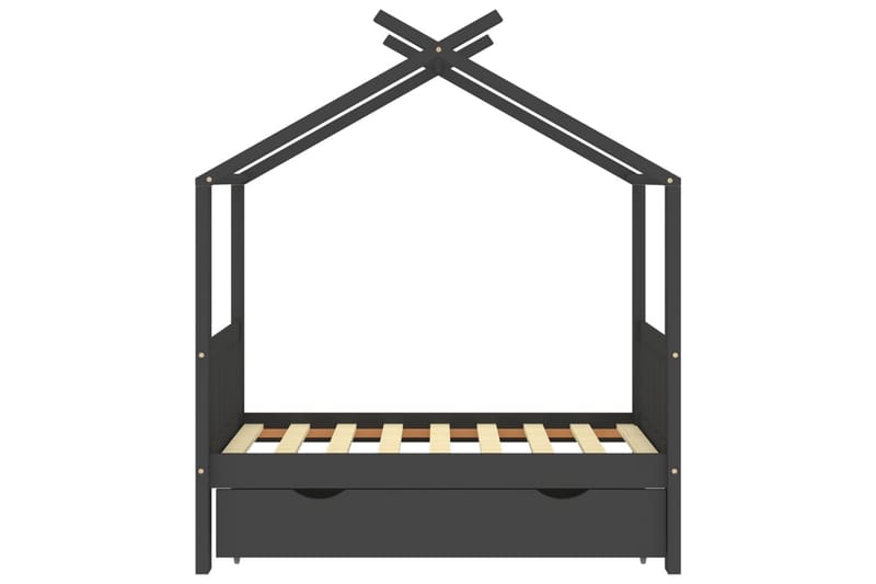 Sengeramme for barn med skuff heltre furu 70x140 cm mørkegrå - Grå - Møbler - Barnemøbler - Barneseng & Juniorseng - Husseng
