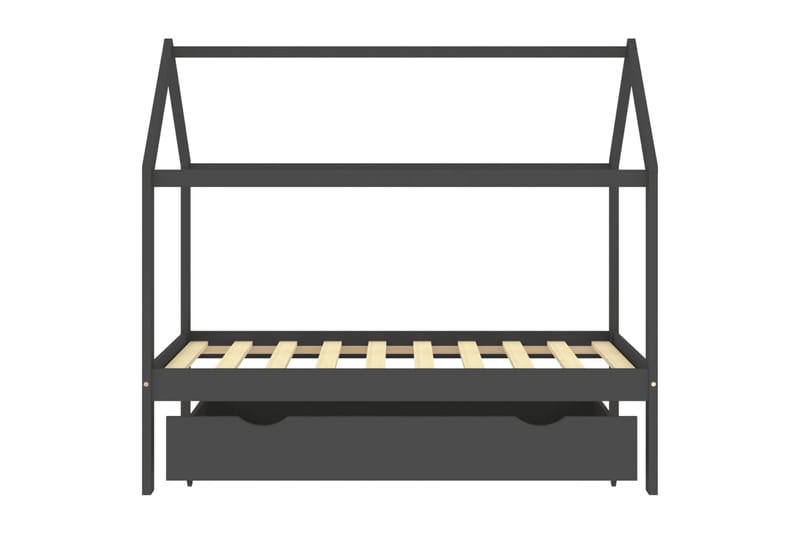Sengeramme for barn med skuff heltre furu 80x160 cm mørkegrå - Grå - Møbler - Barnemøbler - Barneseng & Juniorseng - Husseng
