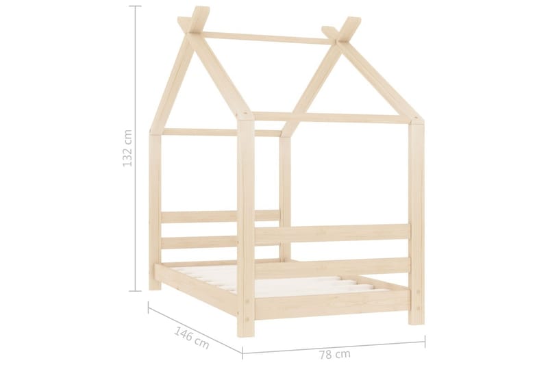 Sengeramme for husseng barn heltre furu 70x140 cm - Brun - Møbler - Barnemøbler - Barneseng & Juniorseng - Husseng