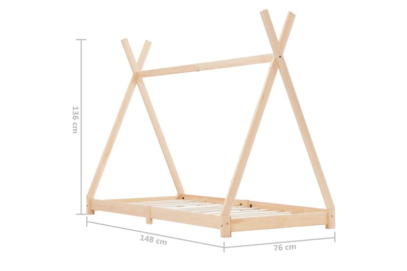 Sengeramme for husseng barn heltre furu 70x140 cm - Møbler - Barnemøbler - Barneseng & Juniorseng - Husseng