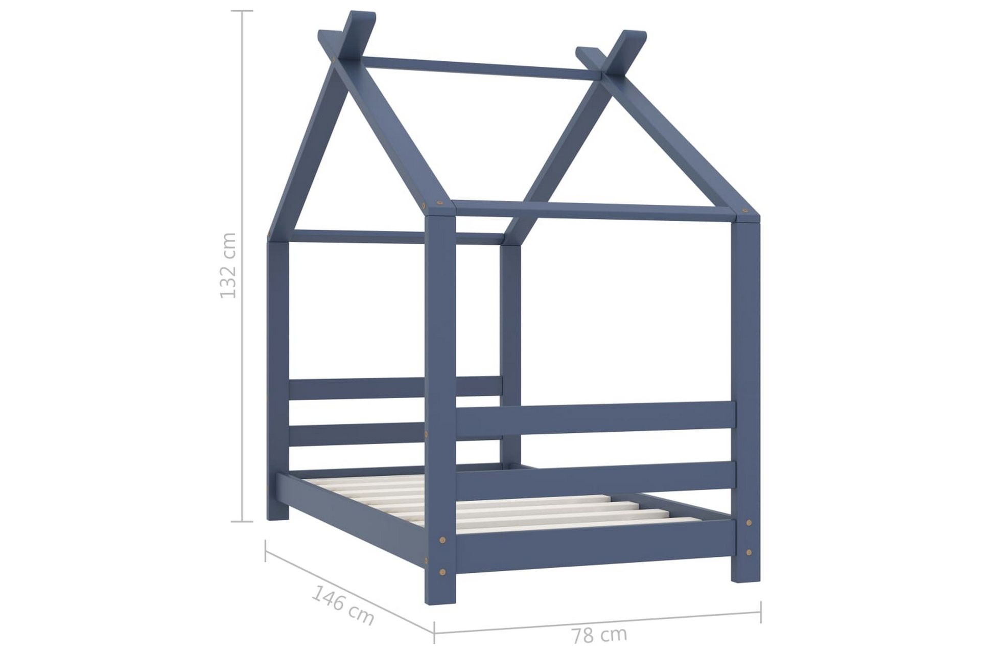 Sengeramme for husseng barn heltre furu grå 70x140 cm - Grå - Møbler - Barnemøbler - Barneseng & Juniorseng - Husseng