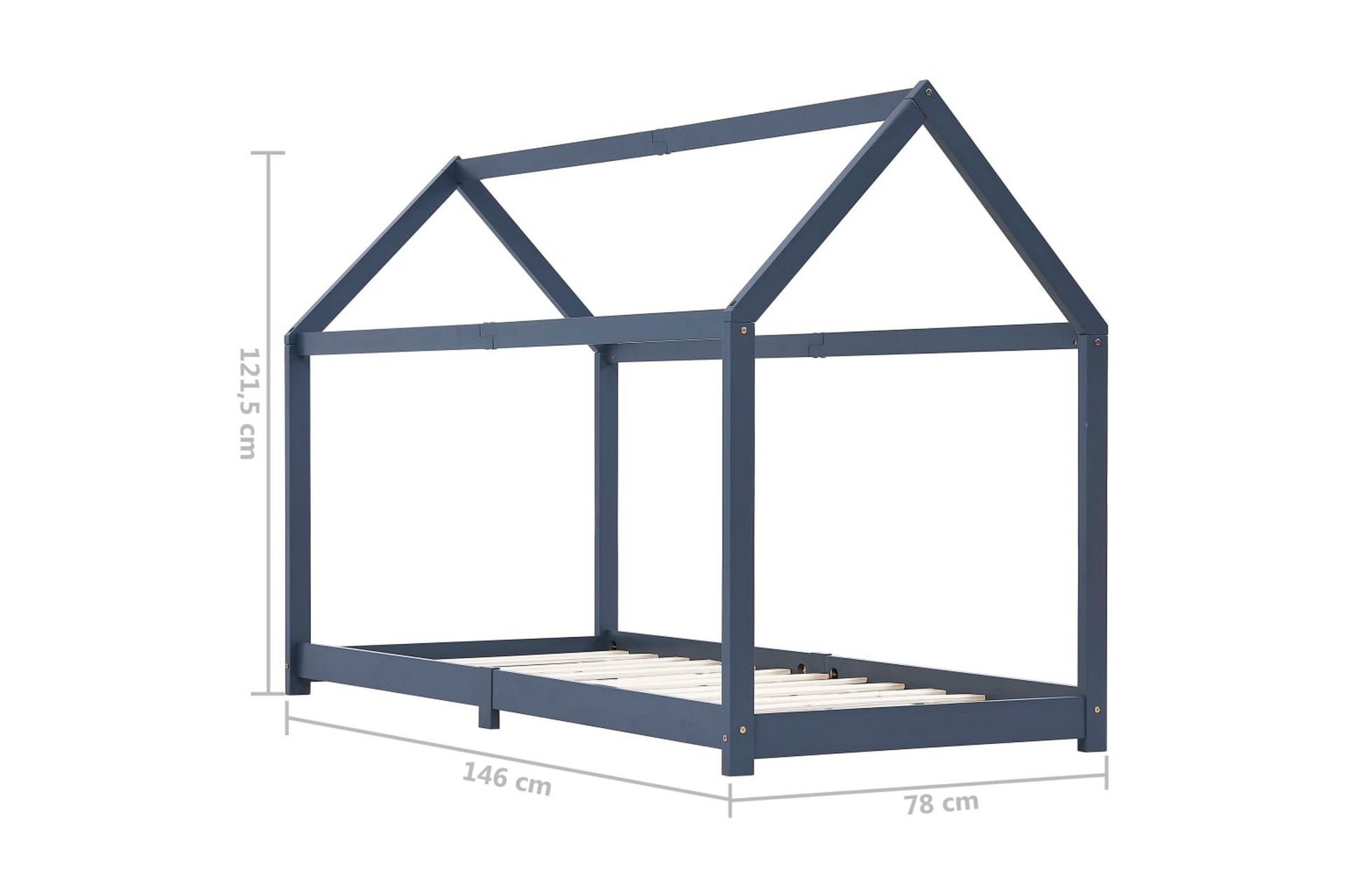 Sengeramme for husseng barn heltre furu grå 70x140 cm - Møbler - Barnemøbler - Barneseng & Juniorseng - Husseng
