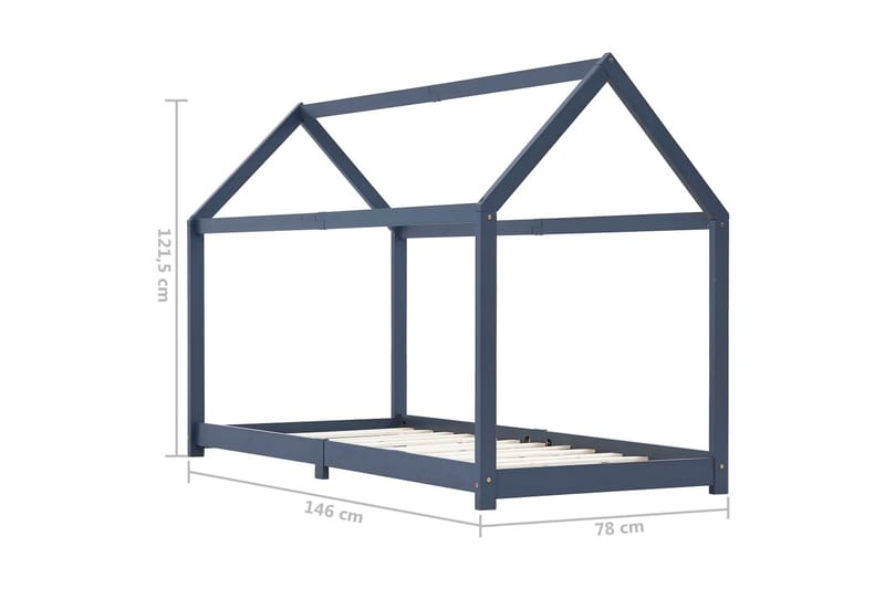 Sengeramme for husseng barn heltre furu grå 70x140 cm - Husseng