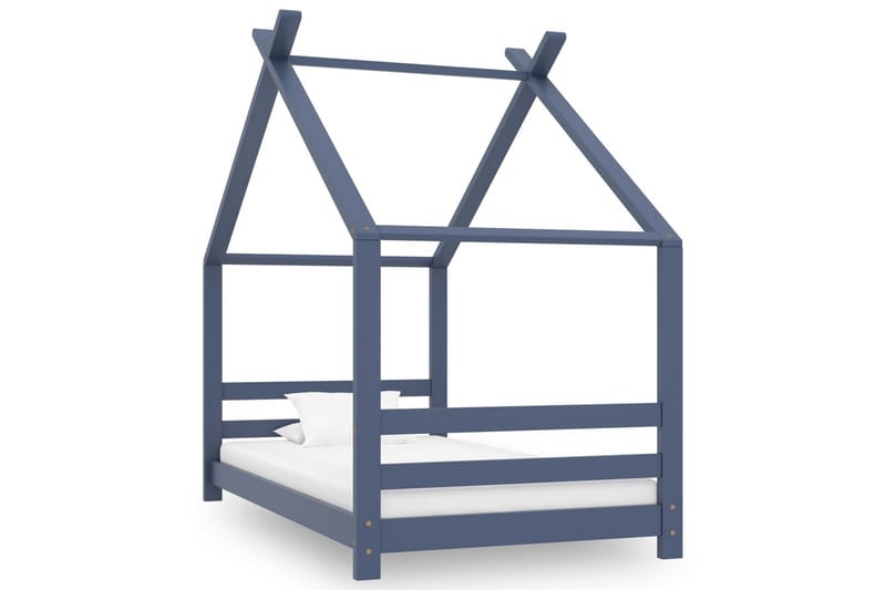 Sengeramme for husseng barn heltre furu grå 80x160 cm - Grå - Møbler - Barnemøbler - Barneseng & Juniorseng - Husseng