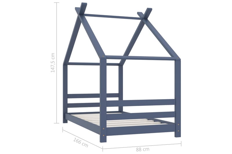 Sengeramme for husseng barn heltre furu grå 80x160 cm - Grå - Møbler - Barnemøbler - Barneseng & Juniorseng - Husseng