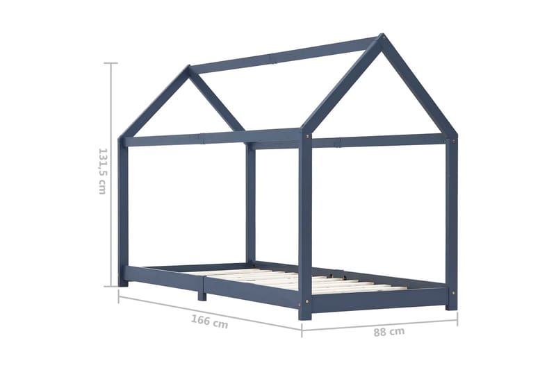 Sengeramme for husseng barn heltre furu grå 80x160 cm - Møbler - Barnemøbler - Barneseng & Juniorseng - Husseng