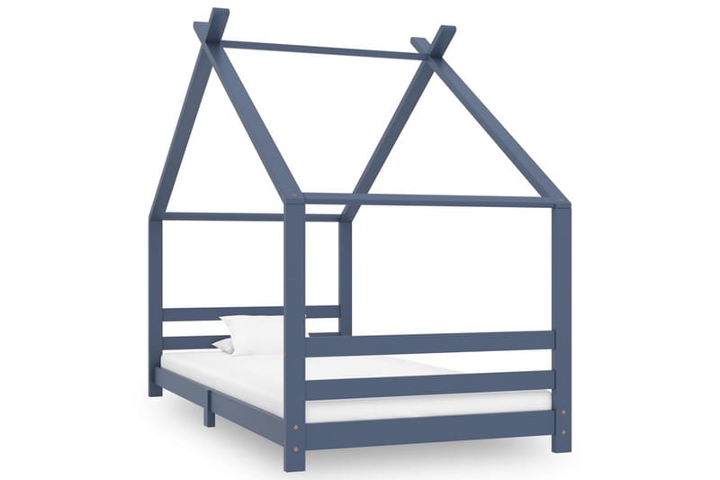 Sengeramme for husseng barn heltre furu grå 90x200 cm - Grå - Møbler - Barnemøbler - Barneseng & Juniorseng - Husseng