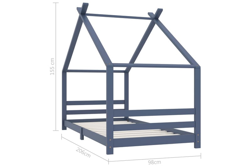Sengeramme for husseng barn heltre furu grå 90x200 cm - Grå - Møbler - Barnemøbler - Barneseng & Juniorseng - Husseng