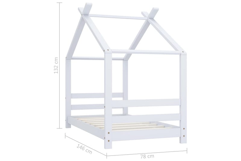 Sengeramme for husseng barn heltre furu hvit 70x140 cm - Hvit - Møbler - Barnemøbler - Barneseng & Juniorseng - Husseng