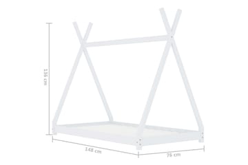 Sengeramme for husseng barn heltre furu hvit 70x140 cm - Møbler - Barnemøbler - Barneseng & Juniorseng - Husseng