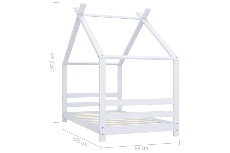 Sengeramme for husseng barn heltre furu hvit 80x160 cm - Hvit - Møbler - Barnemøbler - Barneseng & Juniorseng - Husseng