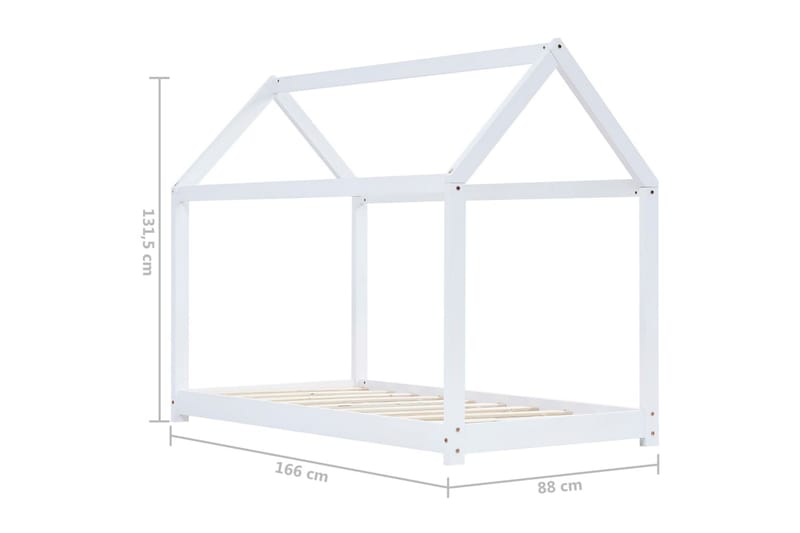 Sengeramme for husseng barn heltre furu hvit 80x160 cm - Husseng