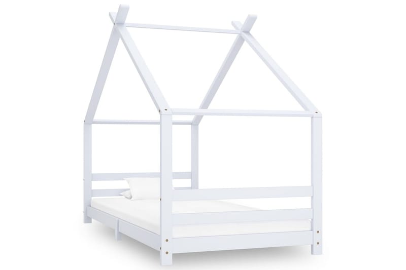 Sengeramme for husseng barn heltre furu hvit 90x200 cm - Hvit - Møbler - Barnemøbler - Barneseng & Juniorseng - Husseng