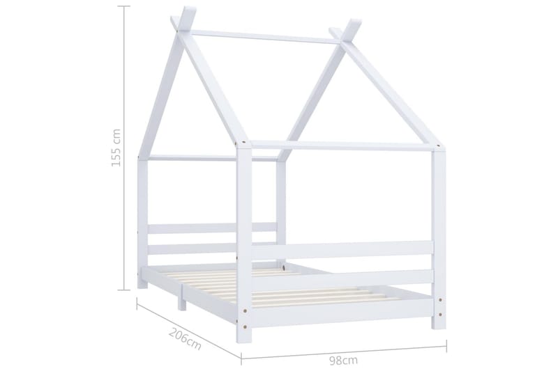 Sengeramme for husseng barn heltre furu hvit 90x200 cm - Hvit - Møbler - Barnemøbler - Barneseng & Juniorseng - Husseng