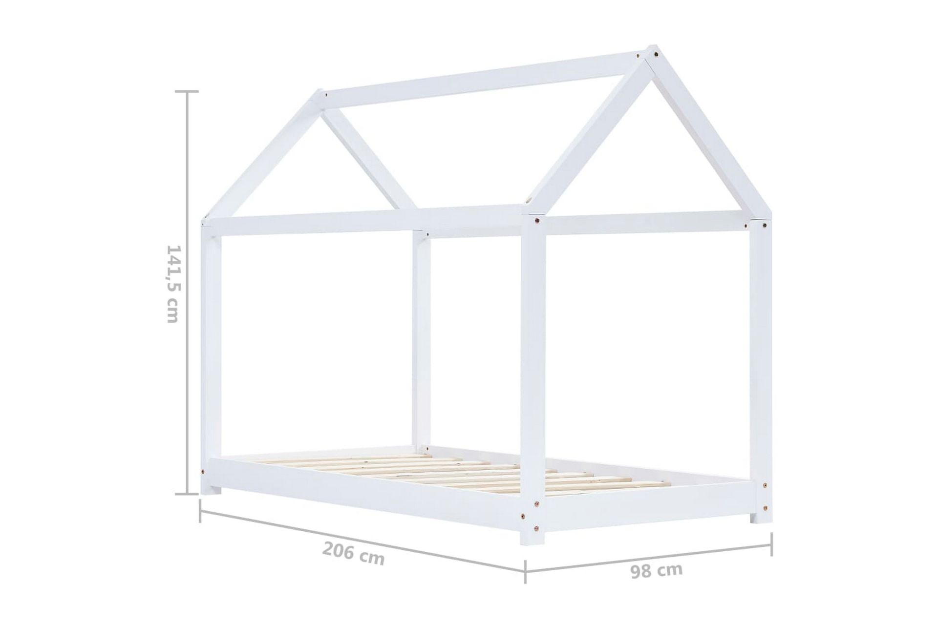 Sengeramme for husseng barn heltre furu hvit 90x200 cm - Møbler - Barnemøbler - Barneseng & Juniorseng - Husseng