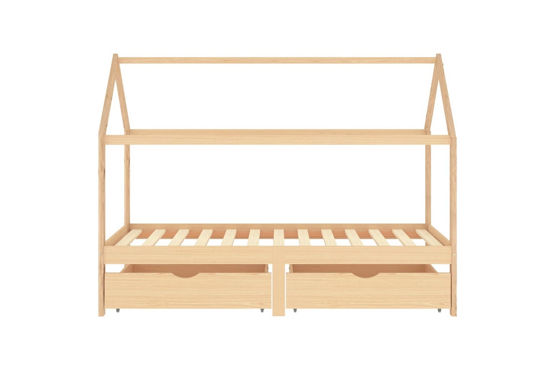 Sengeramme hus for barn med skuffer heltre furu 90x200 cm - Brun - Møbler - Barnemøbler - Barneseng & Juniorseng - Husseng