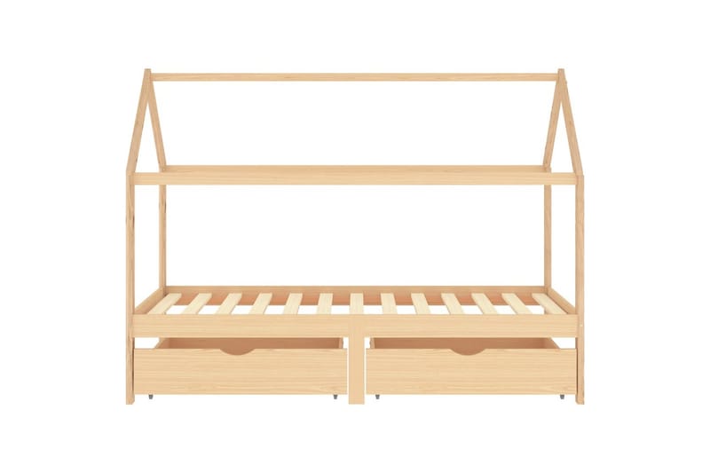 Sengeramme hus for barn med skuffer heltre furu 90x200 cm - Brun - Møbler - Barnemøbler - Barneseng & Juniorseng - Husseng