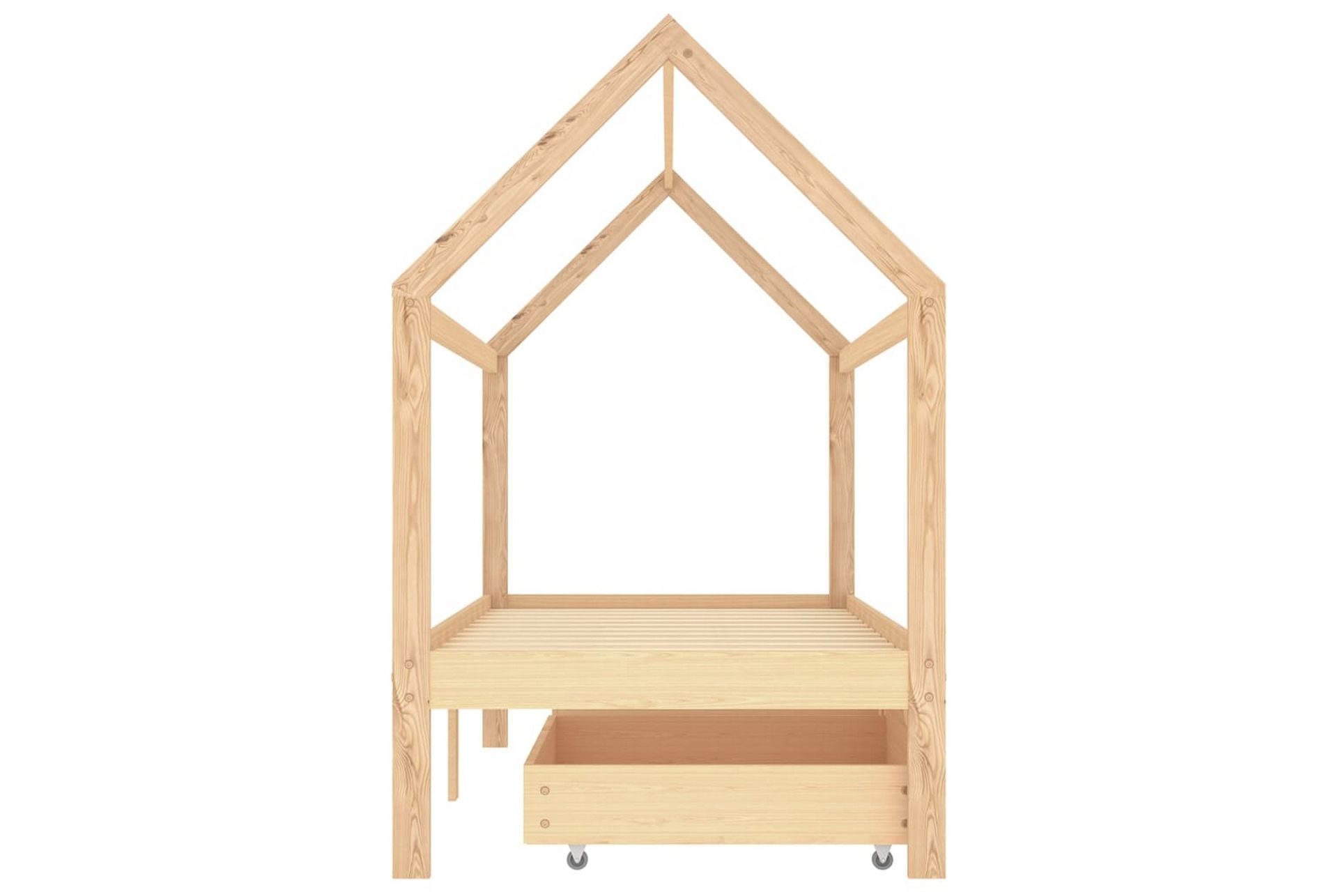 Sengeramme hus for barn med skuffer heltre furu 90x200 cm - Brun - Møbler - Barnemøbler - Barneseng & Juniorseng - Husseng