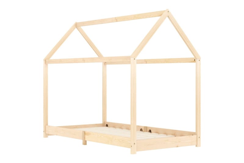 Sengeramme husseng barn grå heltre furu 70x140 cm - Møbler - Barnemøbler - Barneseng & Juniorseng - Husseng