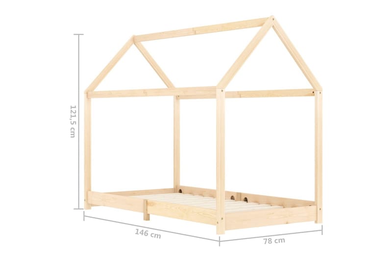 Sengeramme husseng barn grå heltre furu 70x140 cm - Møbler - Barnemøbler - Barneseng & Juniorseng - Husseng