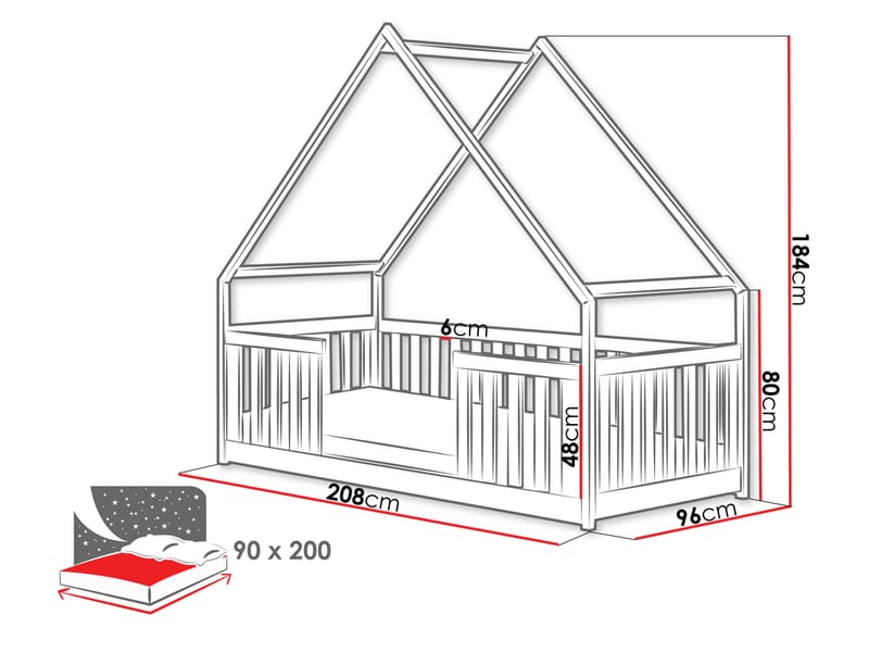 Jovricon Hussäng 96x208 cm - Beige - Møbler - Barnemøbler - Barneseng & Juniorseng - Husseng
