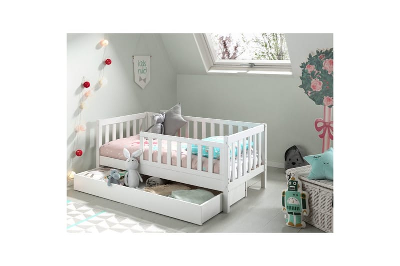 Juniorseng med skuff Småbarnsseng Hvit - Hvit - Møbler - Barnemøbler - Barneseng & Juniorseng