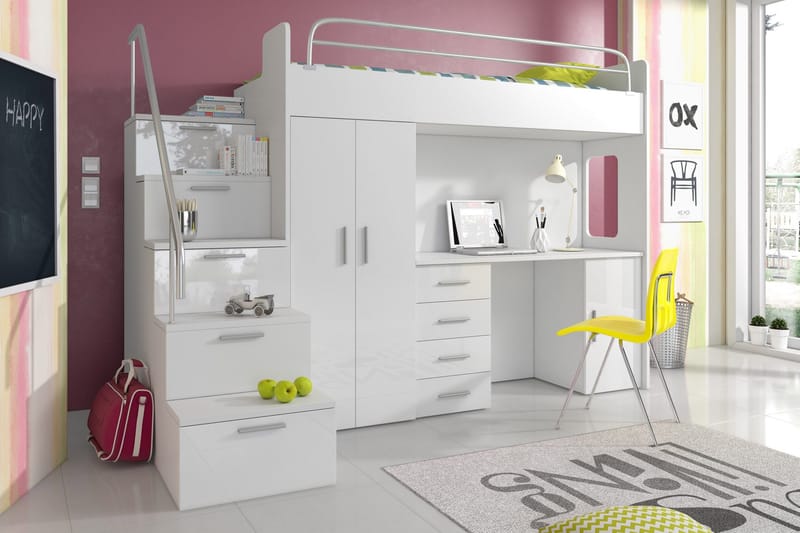 Gutting Barneseng med Oppbevaring og Skrivebord  245 cm - Blå - Møbler - Barnemøbler - Barneseng & Juniorseng - Køyeseng barn