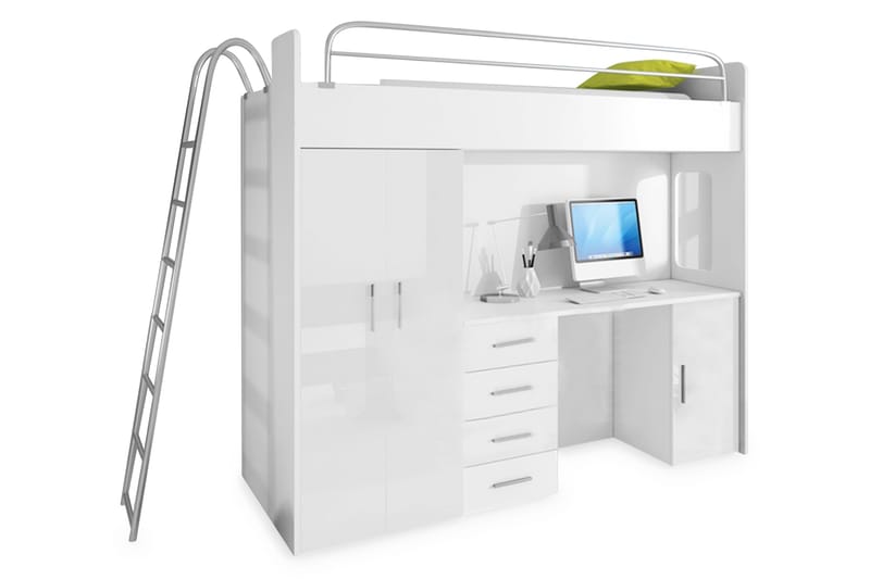 Mcreath Barneseng med Oppbevaring og Skrivebord  245 cm, Hvit
