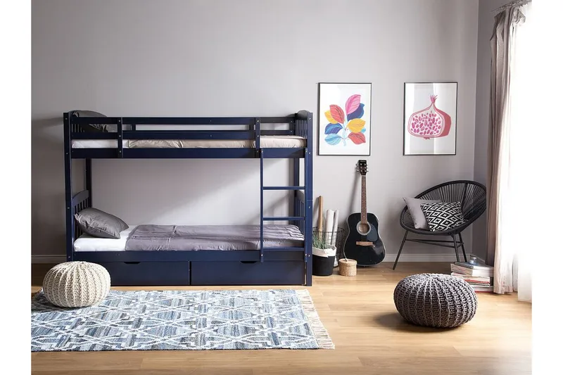 Revin Køyeseng 90x200 cm med Oppbevaring - Marineblå - Møbler - Barnemøbler - Barneseng & Juniorseng - Køyeseng barn